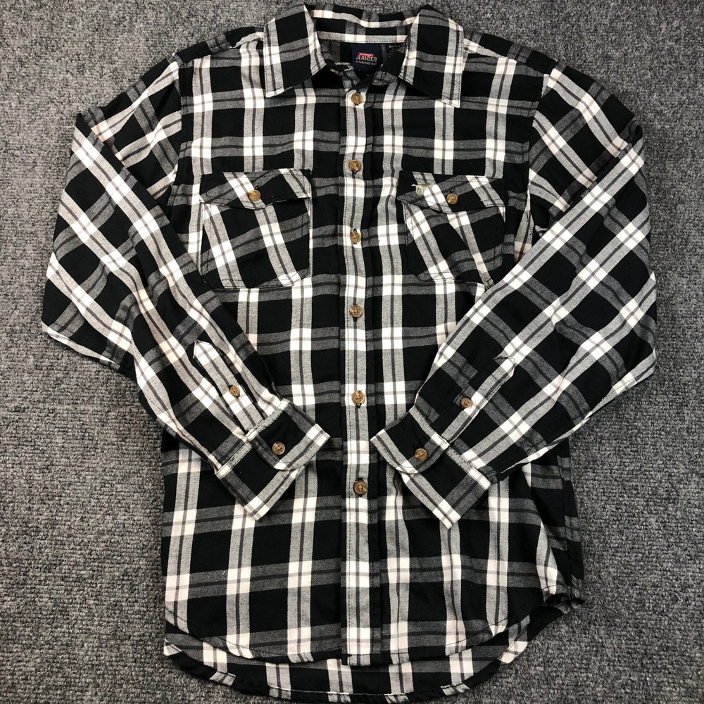 Wrangler Boys XL Black Plaid Long Sleeve Button Up‎ Shirt Casual Western